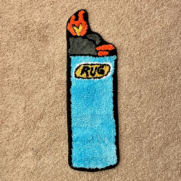 Beautiful Blue Lighter Shaped Rug! Fun and Cute, "Lights Up" Any Room! NWT - Picture 1 of 5
